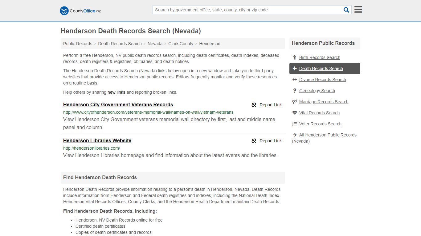 Death Records Search - Henderson, NV (Death Certificates ...